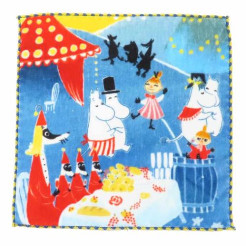 ムーミン ハンドタオル シャーリング ミニタオル オーガニックコットン 月夜のうたげ 北欧 キャラクター グッズ メール便可