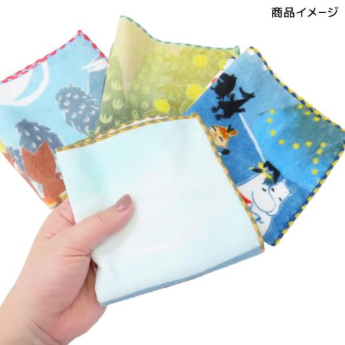 ムーミン ハンドタオル シャーリング ミニタオル オーガニックコットン 月夜のうたげ 北欧 キャラクター グッズ メール便可