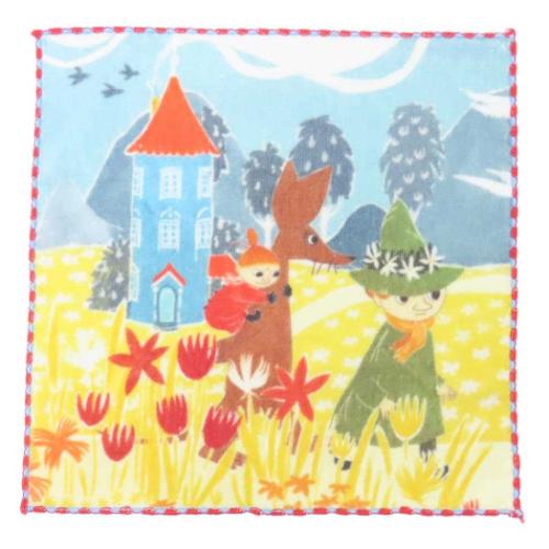 ムーミン ハンドタオル シャーリング ミニタオル オーガニックコットン 春の散歩道 北欧 キャラクター グッズ メール便可