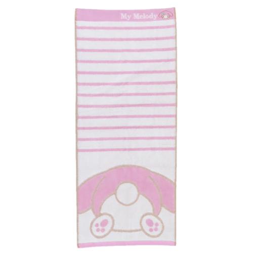 マイメロディ ロングタオル 無撚糸パイルジャカード フェイスタオル オーガニックコットン プリティヒップマイメロ サンリオ メール便可