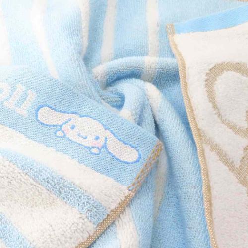 シナモロール ロングタオル 無撚糸パイルジャカード フェイスタオル オーガニックコットン プリティヒップシナモン サンリオ メール便可