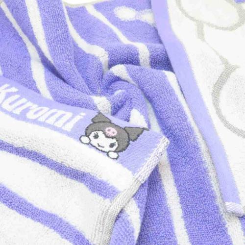 クロミ ロングタオル 無撚糸パイルジャカード フェイスタオル オーガニックコットン プリティヒップクロミ サンリオ メール便可