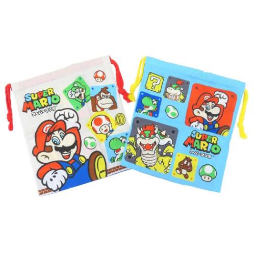 スーパーマリオ きんちゃく袋 マチ付き巾着 2P キャラクター グッズ メール便可