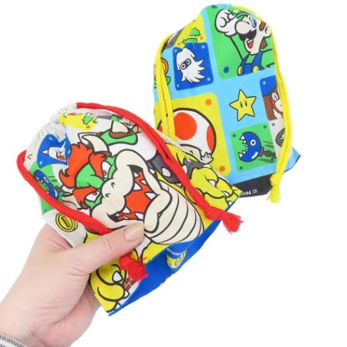スーパーマリオ きんちゃく袋 マチ付き巾着 2P キャラクター グッズ メール便可