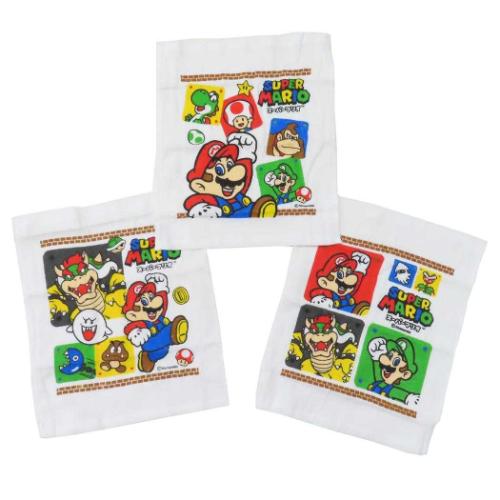 スーパーマリオ おしぼりセット おしぼりタオル 3P キャラクター グッズ