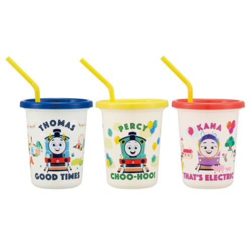トーマス 蓋付きプラコップ ストロー付タンブラー3個セット 320ml キャラクター グッズ