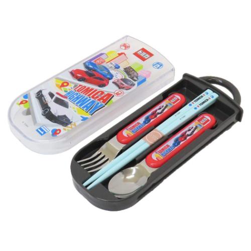 トミカ お箸＆フォーク＆スプーンセット 抗菌食洗対応スライドトリオセット TOMICA キャラクター グッズ メール便可