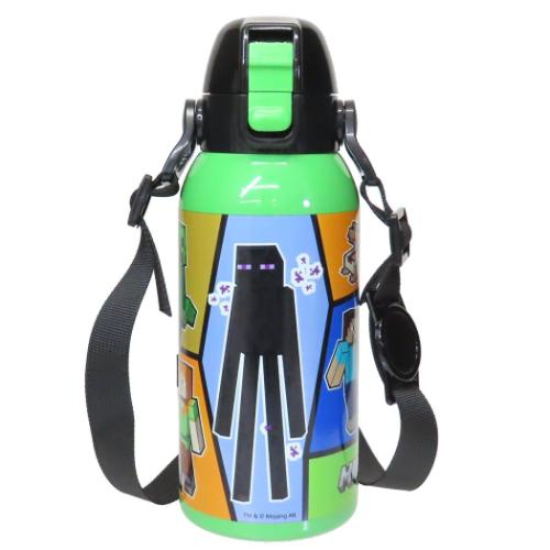 マインクラフト 保冷水筒 ショルダーベルト付ダイレクトボトル 600ml Minecraft ゲームキャラクター グッズ