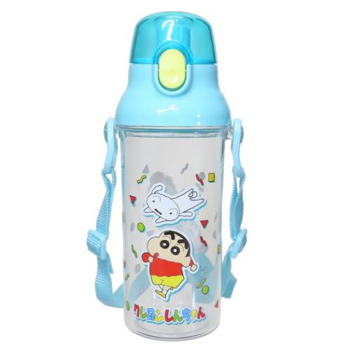 クレヨンしんちゃん 水筒 食洗機対応直飲みプラ製ワンタッチクリアボトル 480ml アニメキャラクター グッズ