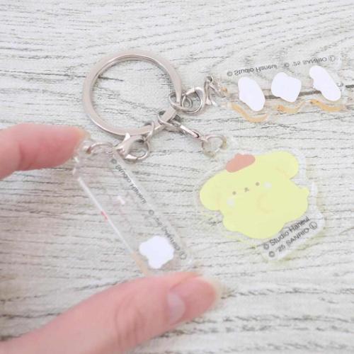 スタジオハヌルxサンリオズ キーホルダー 3連アクリルキーホルダー ポムポムプリン サンリオ メール便可