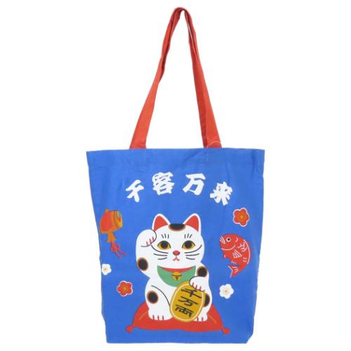 カイウンマネキネコ トートバッグ A4トート ブルー かわいい グッズ メール便可