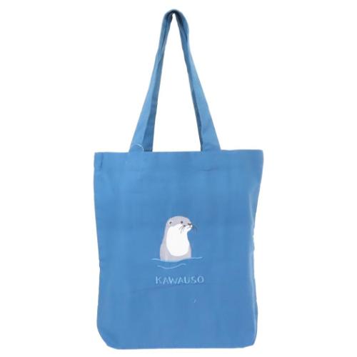 カワウソ トートバッグ A4トート ブルー かわいい グッズ メール便可