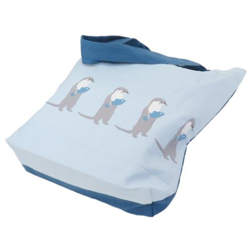 カワウソ トートバッグ A4トート ブルー かわいい グッズ メール便可