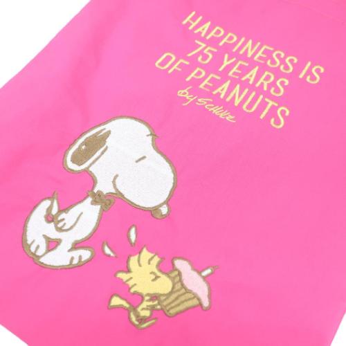 スヌーピー 巾着袋 刺繍巾着 きんちゃくポーチ 75周年 スヌーピー &ウッドストック ピーナッツ キャラクター グッズ メール便可