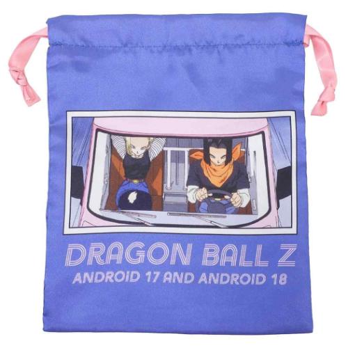 ドラゴンボールZ 巾着袋 リボン巾着 きんちゃくポーチ 人造人間17号＆18号 車 アニメキャラクター グッズ メール便可