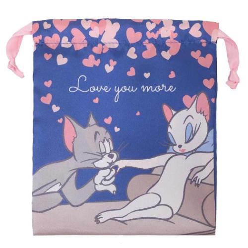 トムとジェリー 巾着袋 リボン巾着 きんちゃくポーチ LOVE ワーナーブラザース キャラクター グッズ メール便可