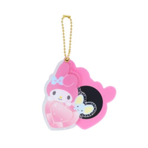 マイメロディ＆フラットくん キーホルダー ミラー付アクキー はあとぎゅっ サンリオ キャラクター グッズ メール便可