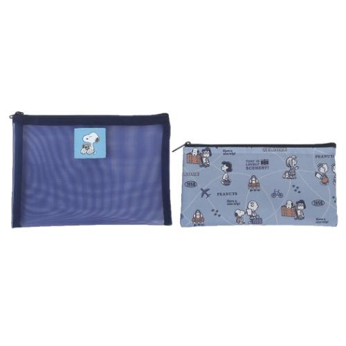 スヌーピー フラットポーチ ポーチ2点セット have a nice trip ピーナッツ キャラクター グッズ メール便可