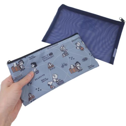 スヌーピー フラットポーチ ポーチ2点セット have a nice trip ピーナッツ キャラクター グッズ メール便可