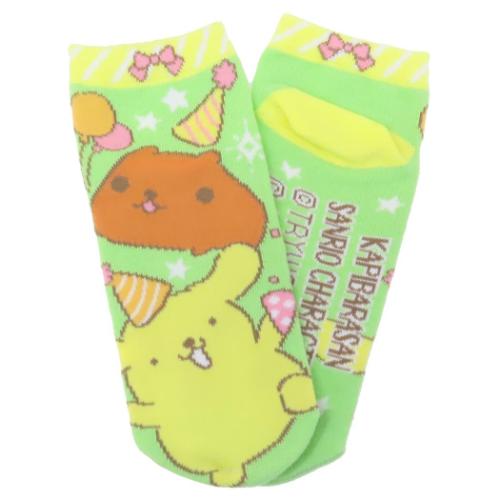 カピバラさんxポムポムプリン 女性用靴下 ソックス レディース パーティ サンリオ キャラクター グッズ メール便可