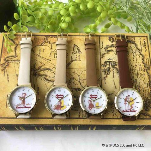 おさるのジョージ 腕時計 ベーシックレザーウォッチ BE 絵本キャラクター グッズ メール便可