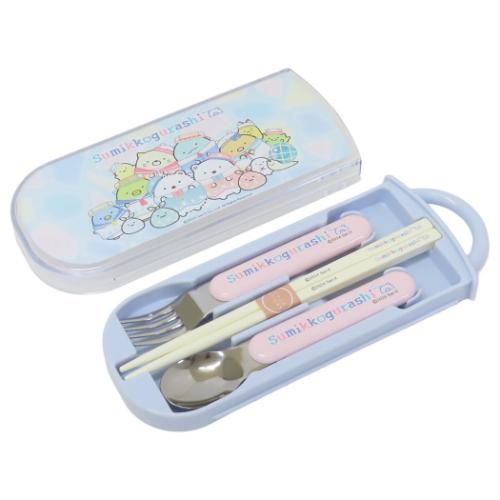 すみっコぐらし お箸＆フォーク＆スプーンセット 抗菌食洗機対応スライド式トリオセット しろくまのふるさと サンエックス メール便可