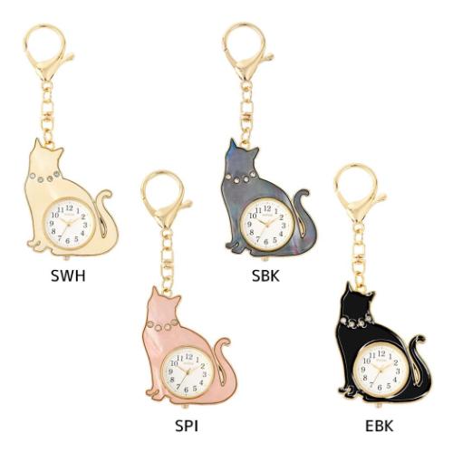 おすましキャット キーホルダー時計 ミニ時計 ねこ グッズ おしゃれ グッズ メール便可