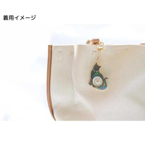 おすましキャット キーホルダー時計 ミニ時計 ねこ グッズ おしゃれ グッズ メール便可