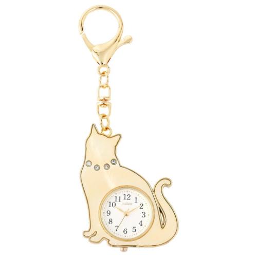 おすましキャット キーホルダー時計 ミニ時計 ねこ グッズ おしゃれ グッズ メール便可