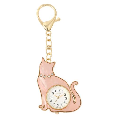おすましキャット キーホルダー時計 ミニ時計 ねこ グッズ おしゃれ グッズ メール便可