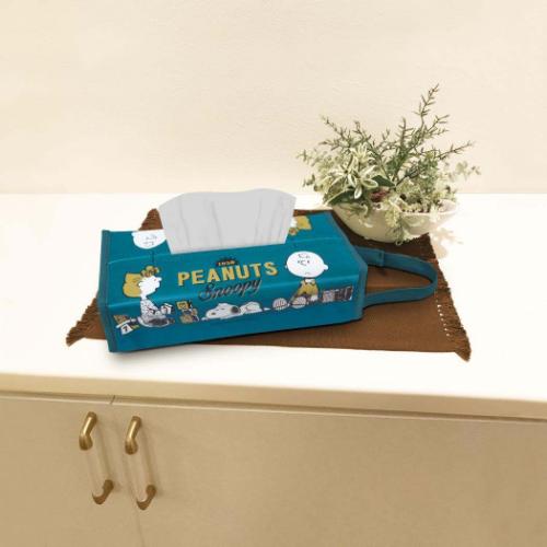 スヌーピー ティッシュカバー レトロティッシュケース ネイビー ピーナッツ キャラクター グッズ メール便可