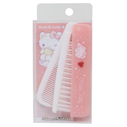 ハローキティ ヘアブラシ ストーン付き折りたたみブラシ&コーム サンリオ キャラクター グッズ メール便可