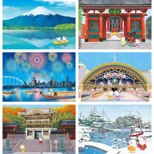 ハローキティ POSTCARD KTタビニツキWA6-5 和風カード　6枚 ハローキティポストカードセット其の一 サンリオ メール便可