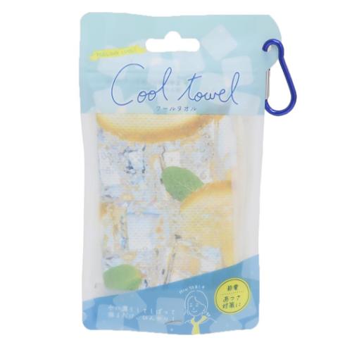 レモンドリンク 夏用ひんやりロングタオル クールタオル イエロー 熱中症対策 アウトドア用品? グッズ メール便可