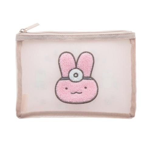 ホワイトタイガーとブラックタイガー 平ポーチ サガラ刺繍メッシュポーチ U キャラクター グッズ メール便可