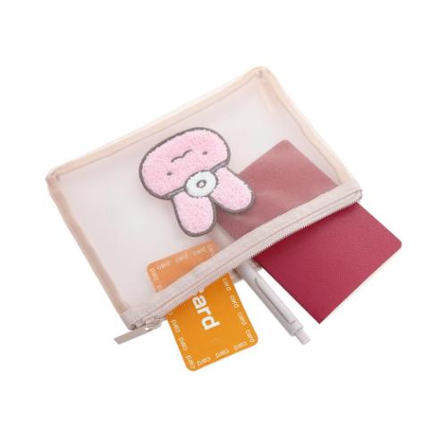 ホワイトタイガーとブラックタイガー 平ポーチ サガラ刺繍メッシュポーチ U キャラクター グッズ メール便可