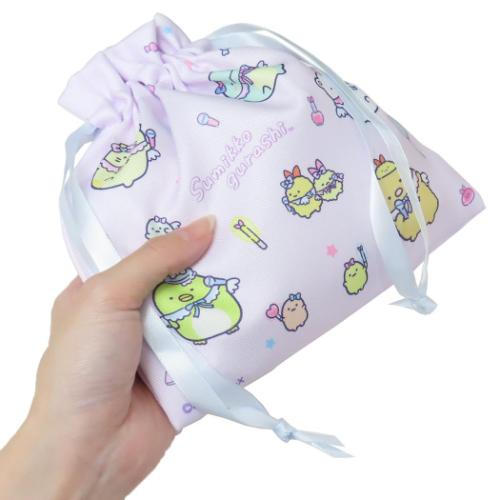 すみっコぐらし きんちゃく リボンフラット巾着 天使なえびてんアイドル サンエックス キャラクター グッズ メール便可