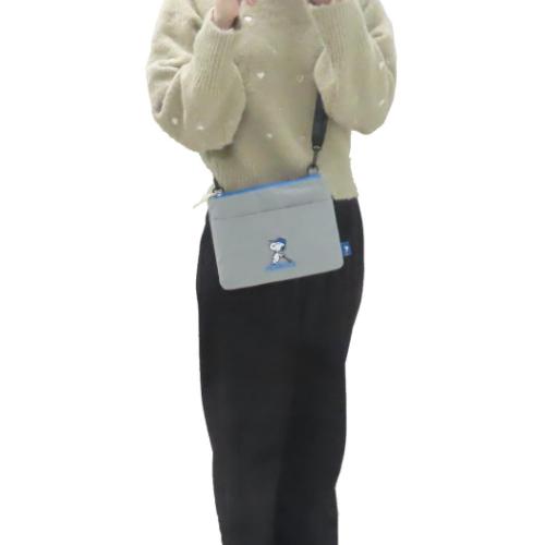 スヌーピー 斜め掛けかばん 2ルームショルダーバッグ ベースボールシリーズ GY ピーナッツ キャラクター グッズ メール便可