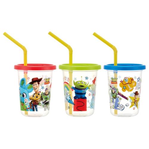 トイストーリー 蓋付きプラコップ ストロー付タンブラー 230ml 3個セット ディズニー キャラクター グッズ