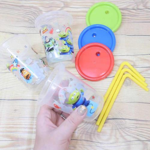 トイストーリー 蓋付きプラコップ ストロー付タンブラー 230ml 3個セット ディズニー キャラクター グッズ