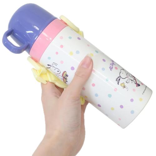 スヌーピー 保温保冷水筒 超軽量コンパクト2WAYステンレスボトル 直飲み470ml コップ飲み430ml スケートボード ピーナッツ