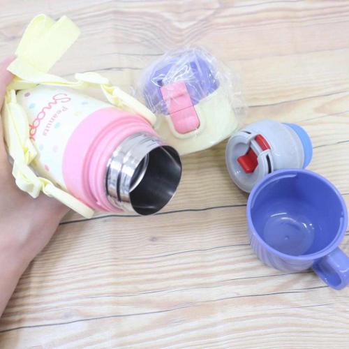 スヌーピー 保温保冷水筒 超軽量コンパクト2WAYステンレスボトル 直飲み470ml コップ飲み430ml スケートボード ピーナッツ