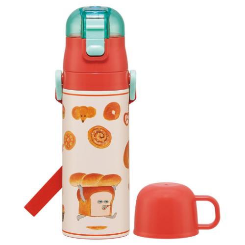 パンどろぼう 保温保冷水筒 超軽量コンパクト2WAYステンレスボトル 直飲み470ml コップ飲み430ml 絵本キャラクター グッズ