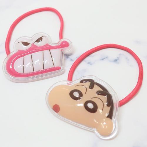 クレヨンしんちゃん ヘアアクセ 立体アクリルヘアゴム2P 2本セット ピンク アニメキャラクター グッズ メール便可
