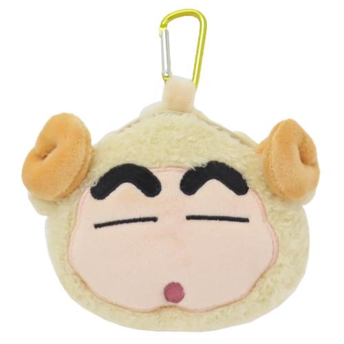 クレヨンしんちゃん ミニポーチ カラビナ付きぬいぐるみファスナーマスコット 変身しんちゃん ひつじ アニメキャラクター グッズ
