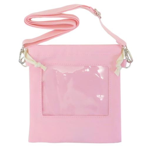 クリアポーチ 推しぬいマチ付き巾着 ピンク 透明 推し活 グッズ メール便可