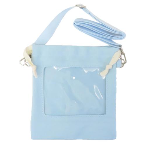 クリアポーチ 推しぬいマチ付き巾着 ブルー 透明 推し活 グッズ メール便可