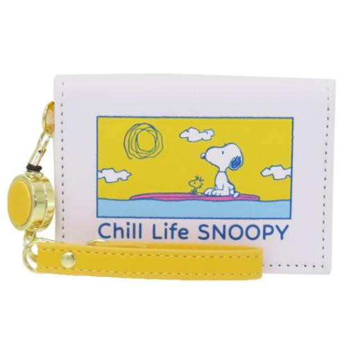 スヌーピー 定期入れ リール付き 2つ折りパスケース チルライフ ピーナッツ キャラクター グッズ メール便可