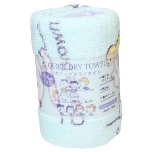 スヌーピー 速乾フェイスタオル クイックドライ ビッグフェイスタオル ミント オールフレンズ ピーナッツ キャラクター グッズ