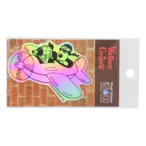 ウォレスとグルミット ダイカットシール ホログラムステッカー 飛行機